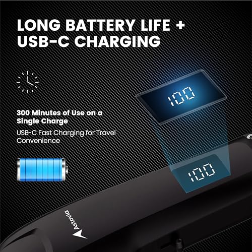 Professional Hair Clippers for Men – Zero-Gap Adjustable Blade, Long-Lasting 300-Min Battery, Quiet + Powerful Motor, LED Display – Cordless Barber Clipper for Fades & Lineups