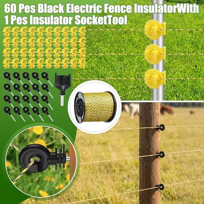 Electric Fence Kit, 5 Mile 110vac 0.25j Fence Charger 3366 ft Polywire