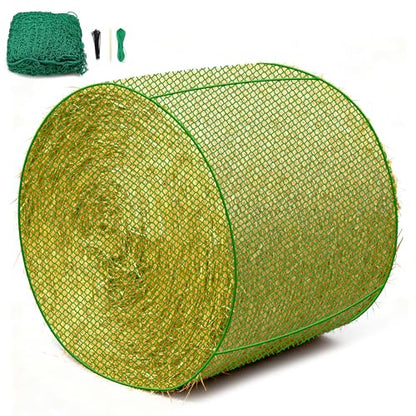 Large 6x6 FT Round Bale Hay Net- Knotless Slow Feeder Net for Horses - style: 6*6Ft(Green)