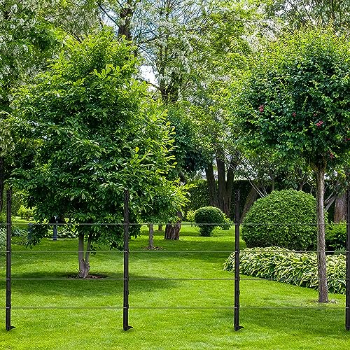Sintuff 50 Pack Electric Fence Posts, 40 Inch Plastic Step in Heavy Duty Sturdy Fence Posts for Farm Garden Yard Temporary Outdoor Wire Fencing(Black) - color: Black
