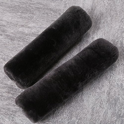 OGLAND 2 Pack Sheepskin Car Seat Belt Cover Pads | Wool Seatbelt Cushions - color: Carbon Black, size: Shearling Wool