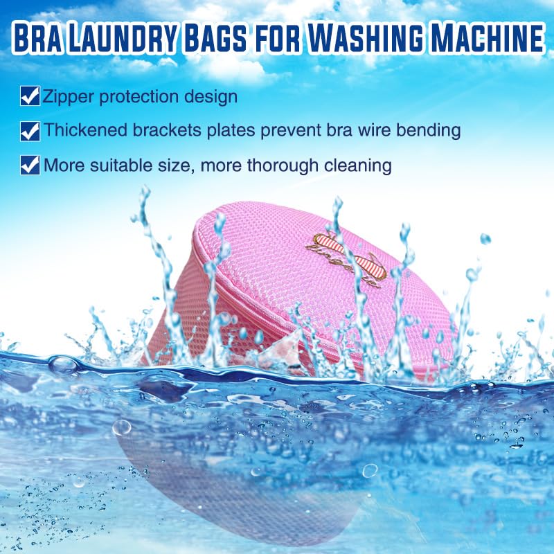 Large Bra Laundry Bags for Washing Machine, Fits All Cups Anti Deformation Bra Washing Bag, Lingerie Bags for Washing Delicates (2 Pack Pink) - color: 2 Pack Pink