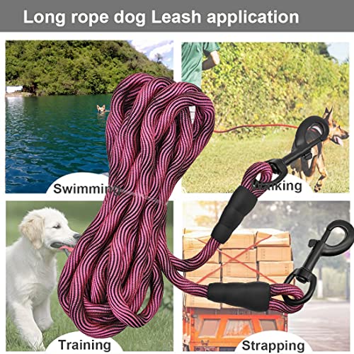 BTINESFUL 12/20/30/50/75ft Dog Tie Out Long Tether Rope Dog Lead for Yard - color: Pink Black, size: 30 Foot