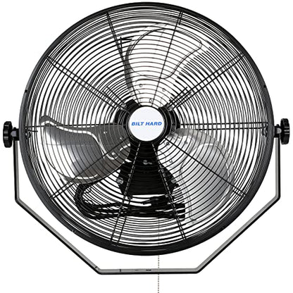 BILT HARD 4600 CFM 20 in. Industrial Wall Mount Fan, 3-Speeds High Velocity Wall Fan with Sealed Motor, Heavy Duty Metal Barn Fans for Garage, Commercial, Greenhouse, Warehouse & Shop Use