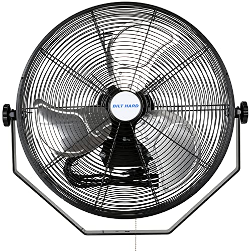 BILT HARD 4600 CFM 20 in. Industrial Wall Mount Fan, 3-Speeds High Velocity Wall Fan with Sealed Motor, Heavy Duty Metal Barn Fans for Garage, Commercial, Greenhouse, Warehouse & Shop Use