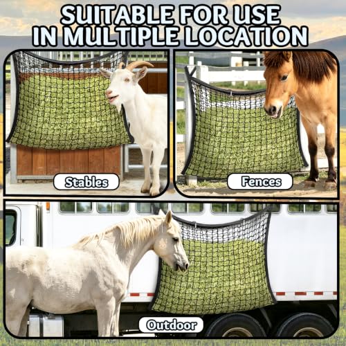 YedsIntu Hay Bags for Horses, Slow Feed Hay Nets for Horses Goat Sheep, Large Capacity Hay Feeder for Stall, Trailer, Pasture (Black) - size: 1PCS-Black