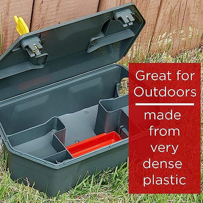 Rat Bait Station Outdoor with Key, Tamper-Resistant Rodent Bait Station, Weather-Resistant Outdoor Bait Box for Indoor Use, 2 Pack (Bait Not Included)