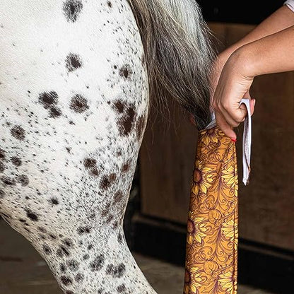 Jeffers Lycra Horse Tail Bag 24" – Stretchy Lycra Material, Breathable Tail Protector, Fast Drying Fabric, Braided Ties, Tail Wrap Cover for Grooming, Stable, Travel & Show Ready Use - Bloomin Toolin - color: Bloomin' Toolin'