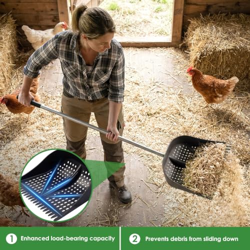 Thiswing Chicken Poop Scooper & Rake 2-in-1, Black - color: Black
