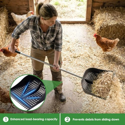 Thiswing Chicken Poop Scooper & Rake 2-in-1, Black - color: Black