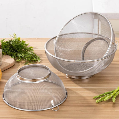 ULTECHNOVO Fine Mesh Strainer Colander Stainless Steel Kitchen Strainer for Soybean Milk Frying Oil Fruits and Vegetables 7.87 inch Mesh Basket - size: 20x20x8.3cm