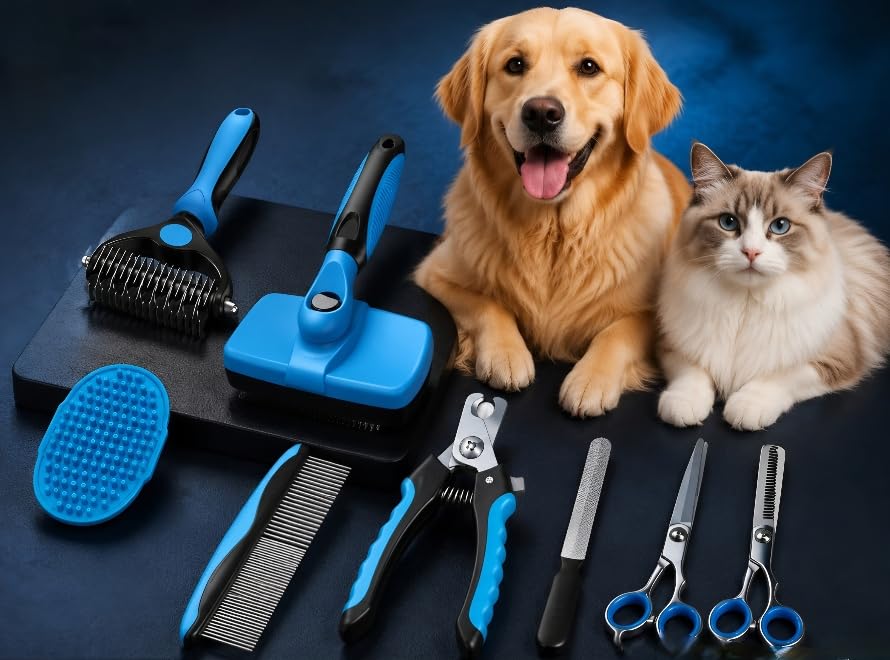 Dog Brush for Shedding,Deshedding Slicker Undercoat Rake Brush for Dog,6PCS - color: Blue-6S