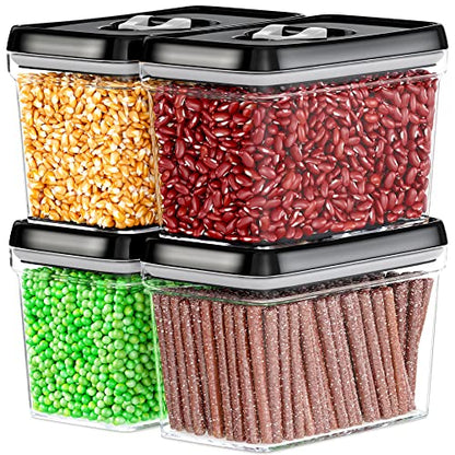 DWËLLZA KITCHEN Airtight Food Storage Containers - Pantry Snacks Kitchen Container, Baking Supplies, 4LB Sugar & Flour Canister - 4 Pc Set All Same Size - Clear Plastic BPA-Free - Keeps Fresh & Dry - color: 03 Set of 4 - 2 Liters