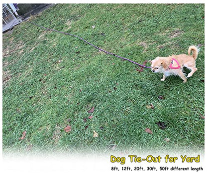 12FT Dog Tie-Out Rope + Bungee Dog Leash Extension
