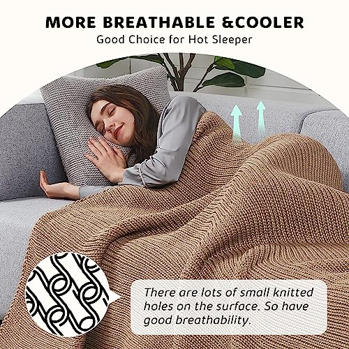 L'AGRATY Knitted Weighted Blanket 60"x80" 20lbs for Adults Cooling - color: Beige, size: 60" x 80" | 20 lbs