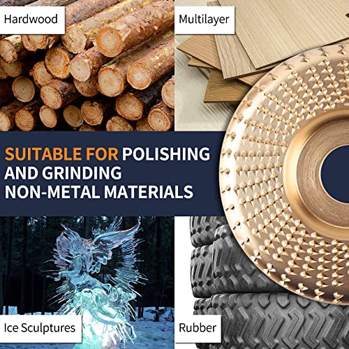 Pomsare Tungsten Carbide Angle Grinder Wood Carving Disc Grinding Wheel, Wood Sanding Cutting Wheel Shaping Discs, Wood Shaper for Angle Grinder 4 1/2 inch with 5/8 & 7/8 Arbor