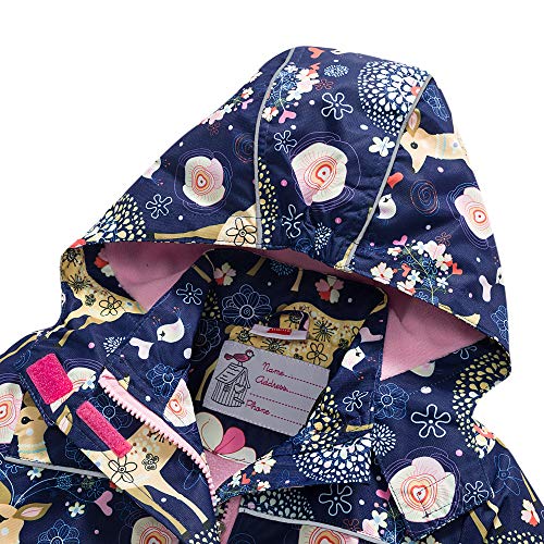 Girls Rain Jacket Kids Hooded Raincoat Windbreaker with Fleece Lining - color: 2901, size: 4