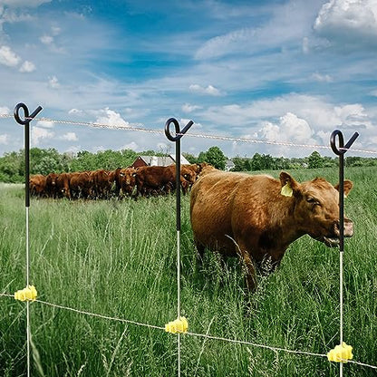 30PCS 41" Electric Fence Step-in Pigtail Posts, Single Rope Stakes - color: Black