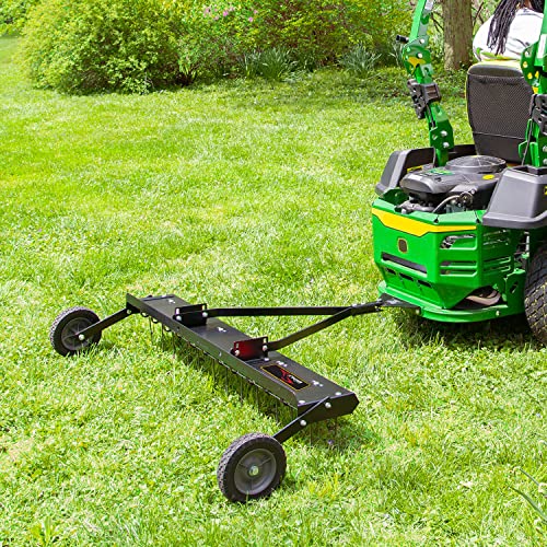 Brinly 48" Tow Behind Grass Dethatcher, Removes Thatch on Large Lawns in Less Time - Flat Black - color: Flat Black