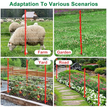 25 Pack 48'' Plastic Step-in Electric Fence Posts,Temporary Fence Stakes - color: Red, size: 25 Pack