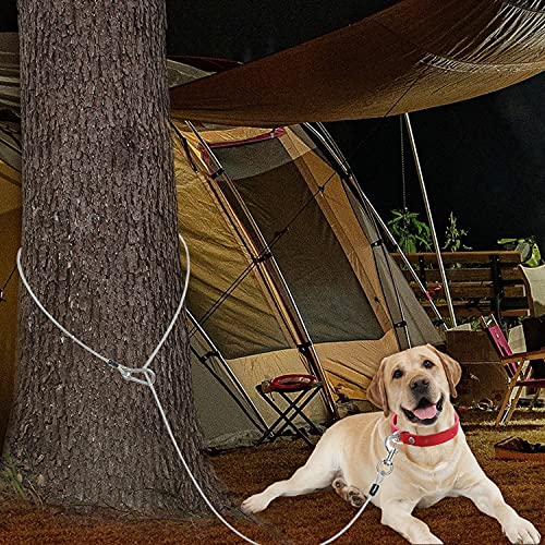 PAWNISAW Chew Proof Dog Leash, 5 FT Dog Tie Out Cable Lead with Handle - color: Silver