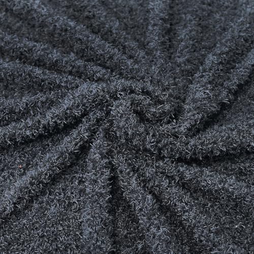 Surf turtle Charcoal Black Curly Teddy Fleece Faux Fur Fabric 36" x 59" - color: Charcoal Black, size: 36 x 59 inches
