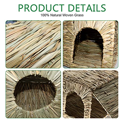 BWOGUE Large Guinea Pig Grass House, Guinea Pig Hideout, Foldable Straw Hut - size: 1 PACK
