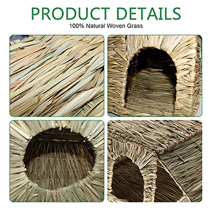 BWOGUE Large Guinea Pig Grass House, Guinea Pig Hideout, Foldable Straw Hut - size: 1 PACK