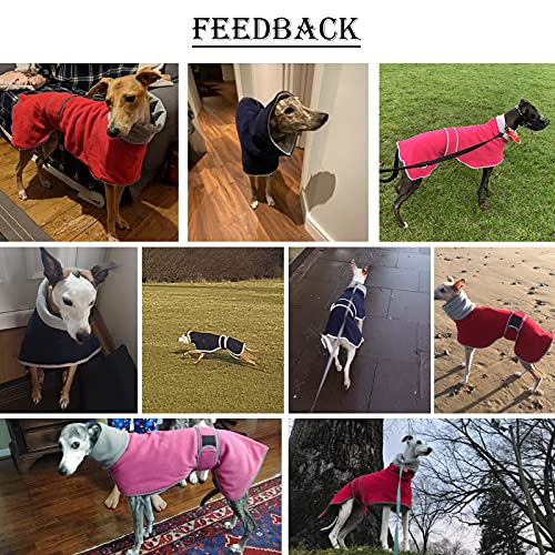 Greyhounds Lurchers Whippets Dog Coats with Reflective Stripe Dog Winter Coat Jacket Fleece Adjustable Band - Pink - XL - color: Pink, size: X-Large (Length: 26"-27.5")