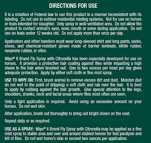 Farnam Wipe II Horse Fly Spray with Citronella, Grooming Aid and Coat Conditioner, 32 Fluid Ounces, One Quart Bottle with Trigger Sprayer (Pack of 4) - size: 32 Fl Oz (Pack of 4)