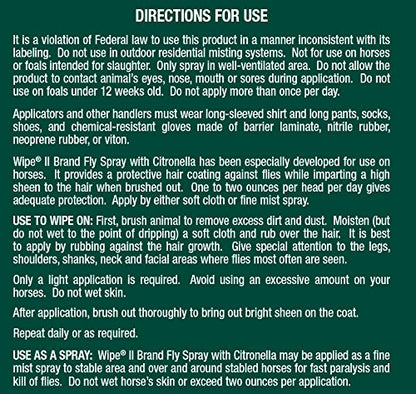 Farnam Wipe II Horse Fly Spray with Citronella, Grooming Aid and Coat Conditioner, 32 Fluid Ounces, One Quart Bottle with Trigger Sprayer (Pack of 4) - size: 32 Fl Oz (Pack of 4)