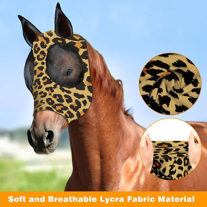Horse Fly Mask, Stretch Fly Mask, Suitable for Horses with Ears, UV Protection, Pest Control, Comfortable Mesh, No Nose, Fits Medium-Sized Horses (2pcs Medium) - size: Medium