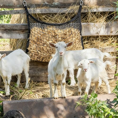 2 Pcs 31x28in Slow Feed Hay Nets for Horses Hanging Hay Bag Black