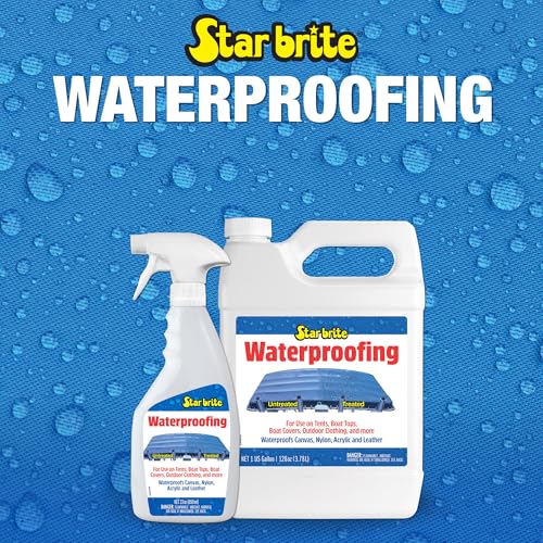 STAR BRITE Waterproofing Spray, Waterproofer + Stain Repellent + UV Protection for Boat Covers, Car Covers, Bimini Tops, Tents, Jackets, Backpacks, Boots, Awnings, Patio Covers & More - color: 22 Oz