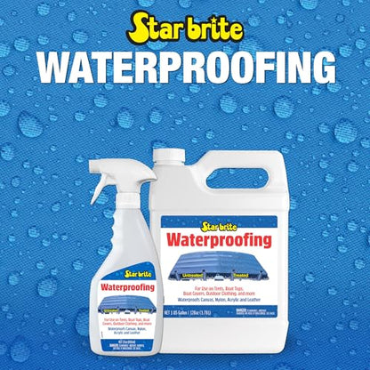 STAR BRITE Waterproofing Spray, Waterproofer + Stain Repellent + UV Protection for Boat Covers, Car Covers, Bimini Tops, Tents, Jackets, Backpacks, Boots, Awnings, Patio Covers & More - color: 22 Oz