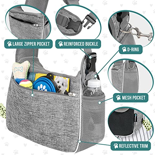 PetAmi Dog Sling Carrier for Small Dogs, Hands Free Crossbody Carrier, Gray - color: Gray