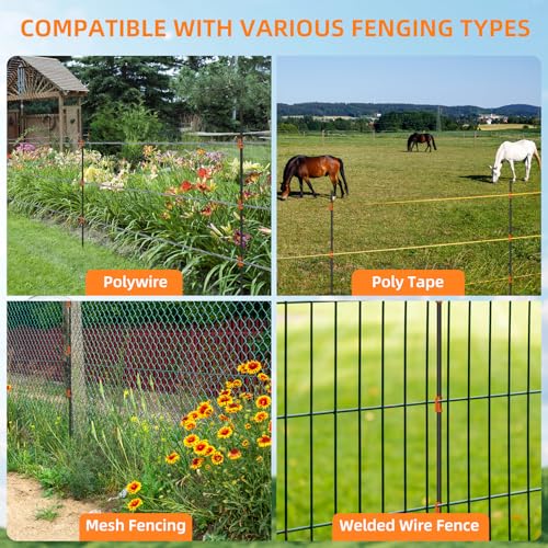 50Pack 46Inch Electric Fence Posts w/150 Insulation,Temporary Fences Stakes