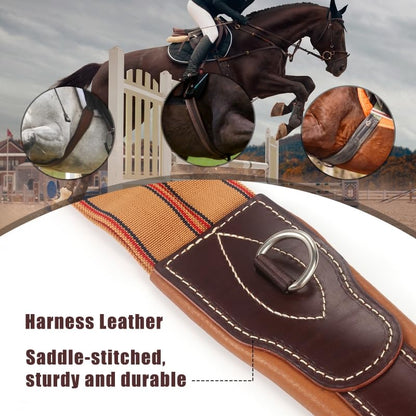 Jeereal Leather English Jumping Girth for Horse Riding,Premium Obstacle Training Girth,Heavy-Duty Equestrian Equipment - size: 44"