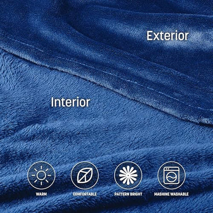 Catalonia Wearable Blanket with Sleeves for Women & Men, Fleece Wrap Throw - color: Navy