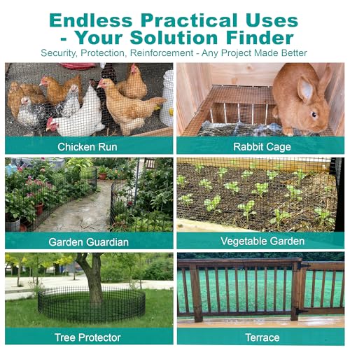 Chicken Wire Fencing Hardware Cloth 1/2inch 24inx50ft PVC Wire Mesh Vinyl Coated Fence Rust Resistant Welded Metal Roll for Outdoor Garden Plant Rabbit Cage Poultry Wire