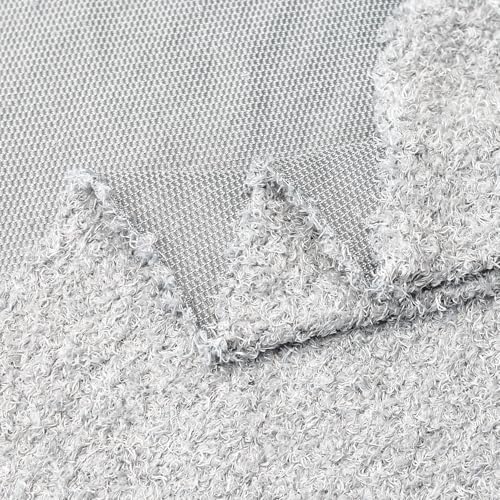 Surf turtle Light Grey Curly Teddy Fleece Faux Fur Fabric 36" x 59" - color: Light Grey, size: 36 x 59 inches