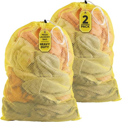Handy Laundry Mesh XL Laundry Bag 24"x36" 2-Pack, Heavy Duty, Yellow - color: Yellow