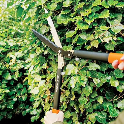 Fiskars 23" PowerGear Garden Hedge Shears, 10" Stainless Steel Blades | PowerGear Technology Multiplies Power for Less Effort, Hedge Clippers with Sharp Low-Friction Precision-Ground Steel Blades - style: 23" PowerGear