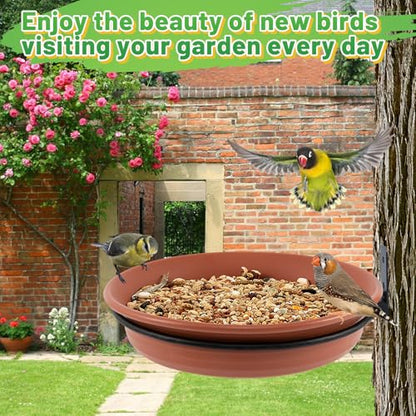 Alphatool Fence Bird Feeders Tray, 8.3" Dia., Brown - color: Brown, size: 1pcs