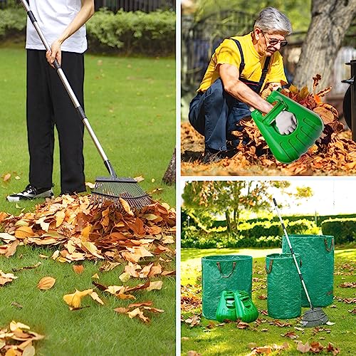 GreatBuddy Adjustable Leaf Rake, 8'' Wide Metal Rake, Perfect for Shrub, Flower Bed & Small Area, 29''- 72'' Expandable Stainless Steel Handle, Easy to Use - size: 11Tine