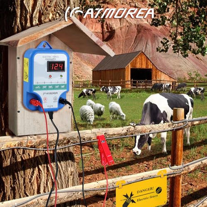 Electric Fence Charger - Multi-Powered, 12 kV 3 Joules High-Power Output Energizer with LED Display, Repels Large Wildlife - Ideal for Livestock, Pet, Poultry, Gardens, Orchards Protection