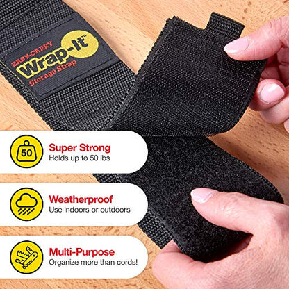 Easy-Carry Wrap-It Storage Straps - 28" (2-Pack) - color: Black, size: 28" (2 Pack)