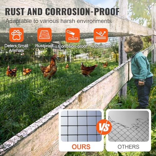 VEVOR Hardware Cloth, 36'' x 100' 1/2inch Galvanized Wire Mesh Roll, 19 Gauge Chicken Wire Fencing Roll, Vinyl Coating Metal Wire Mesh for Chicken Coop Barrier, Rabbit Snake Fences, Poultry Enclosures - size: 1/2inch 36'' x 100'