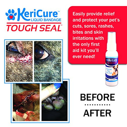 Tough Seal Pet Liquid Bandage Spray for Dogs & Cats - 2oz Calming Wound Care Protection, Protects Cuts and Scratches - Safe if Licked, String-Free Dog Wound Spray