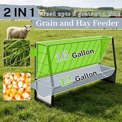 30 Gallon Heavy Duty Pasture Hay Feeder, Galvanized Steel Outdoor Livestock Hay Feeder for Mini Goats, Pony, Sheep and Mini Horses